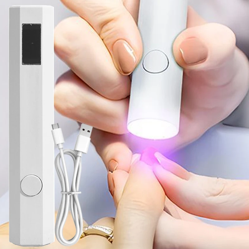 

Portable Handheld Mini Nail Lamp Timing Display Family Quick Dry Flashlight Pen Chargeable Nail Dryer Machine Uv Led Nail Lamp