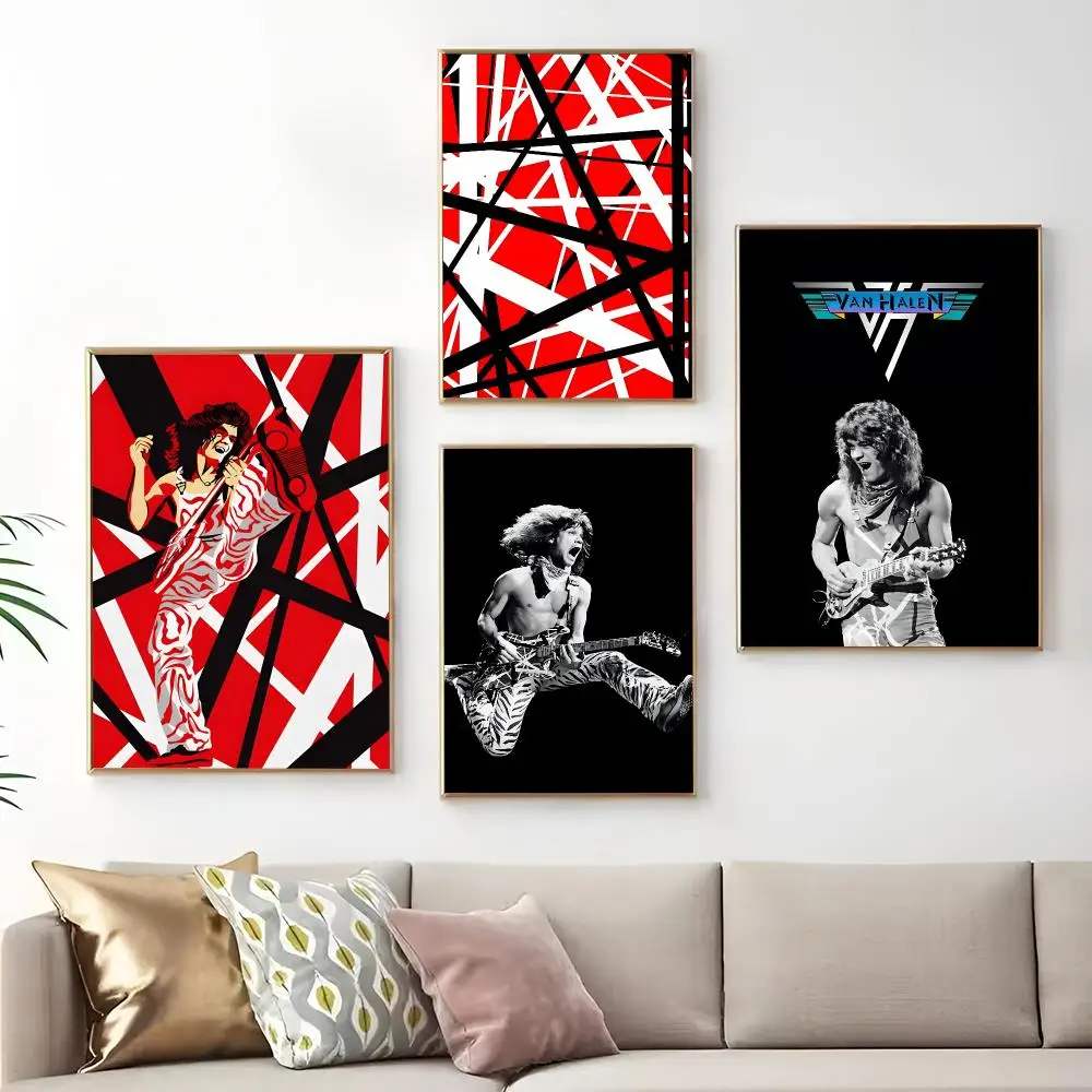 Eddie V-Van H-Halen Band Painting Calligraphy Print Canvas Art Pictures Home For Living Room Modern Decor Room Home Decor