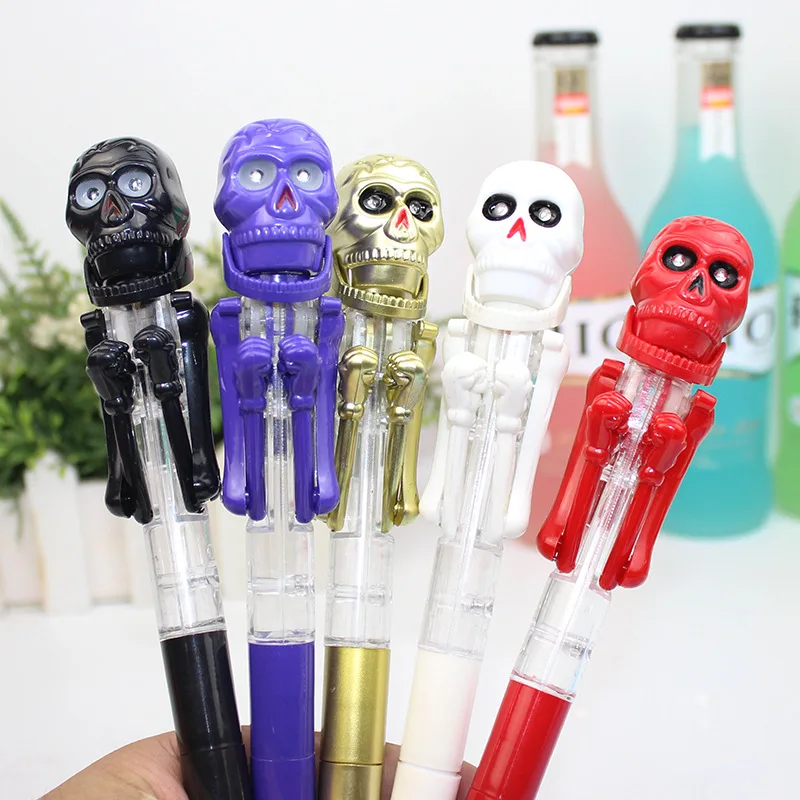 

12pcs Halloween gift cute pumpkin skeleton boxing pen creative ball point pen with light decompression toy pen