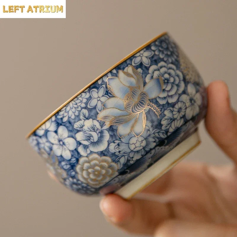Ru Kiln Gold Blossoms  Master Cup Household Tea Cup Handmade Tea Bowl Smelling Cup Teaset Supplies Teaware A Cup Of Tea