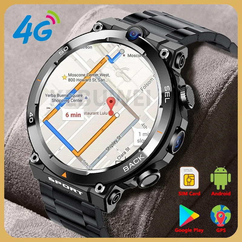 1.39 Smartwatch 4G sieciowa karta SIM odblokowanie twarzą Google Play Dual Camera GPS WIFI NFC Call Android męska damska Smartwatch