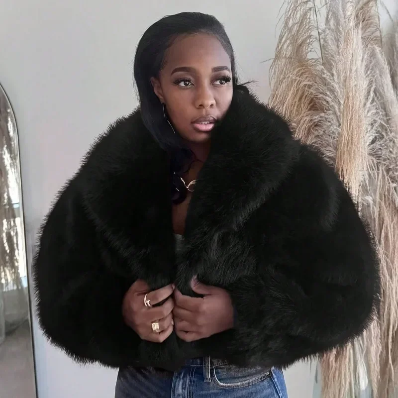 เสื้อแจ็คเก็ตขนเฟอร์เทียมคอปก แขนยาว อุ่นสบาย สำหรับผู้หญิง รุ่นใหม่ประจำฤดูใบไม้ร่วงและฤดูหนาว GUWU