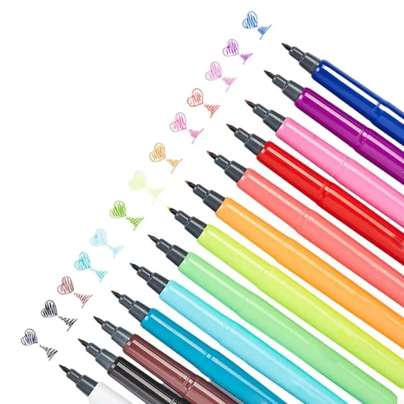 W89C 12 PCS PRISH PEN مجموعة ألوان مائية تلوين القلم بقلم 0.4 ملم محس