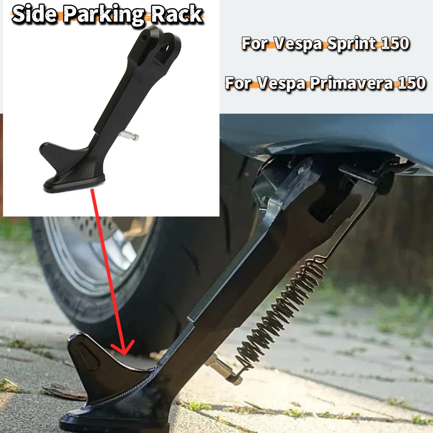 

Motorcycle Side Parking Rack For Vespa Primavera PRIMAVERA 150 Sprint SPRINT 150 Kickstand Sidestand Side Support Stand Parking