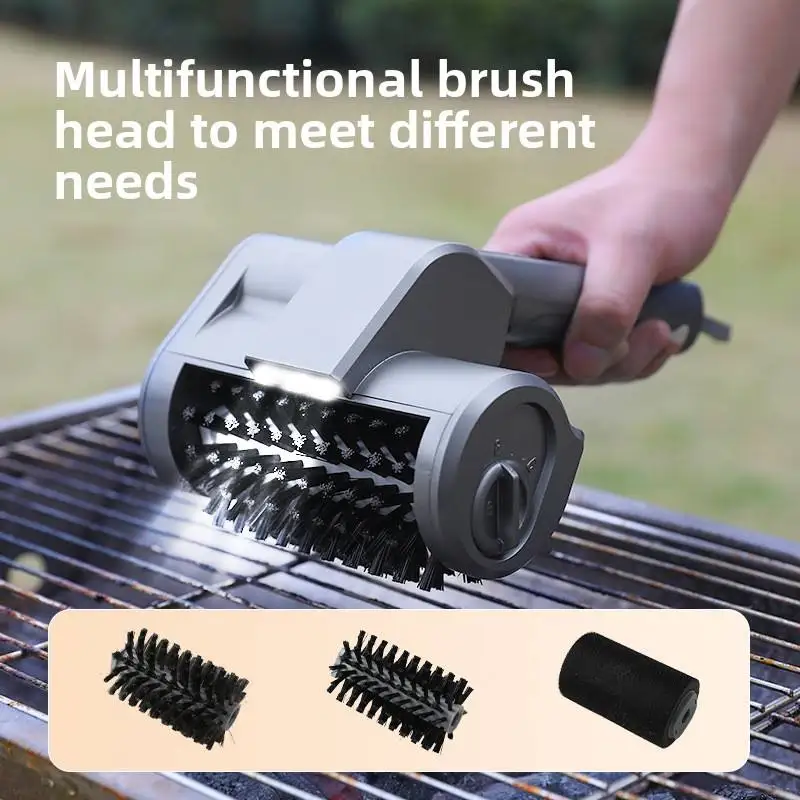Model 117 Electric Automatic Rotating Stainless Steel Barbecue Brush ABS Handle Wireless Multi-function Cleaning
