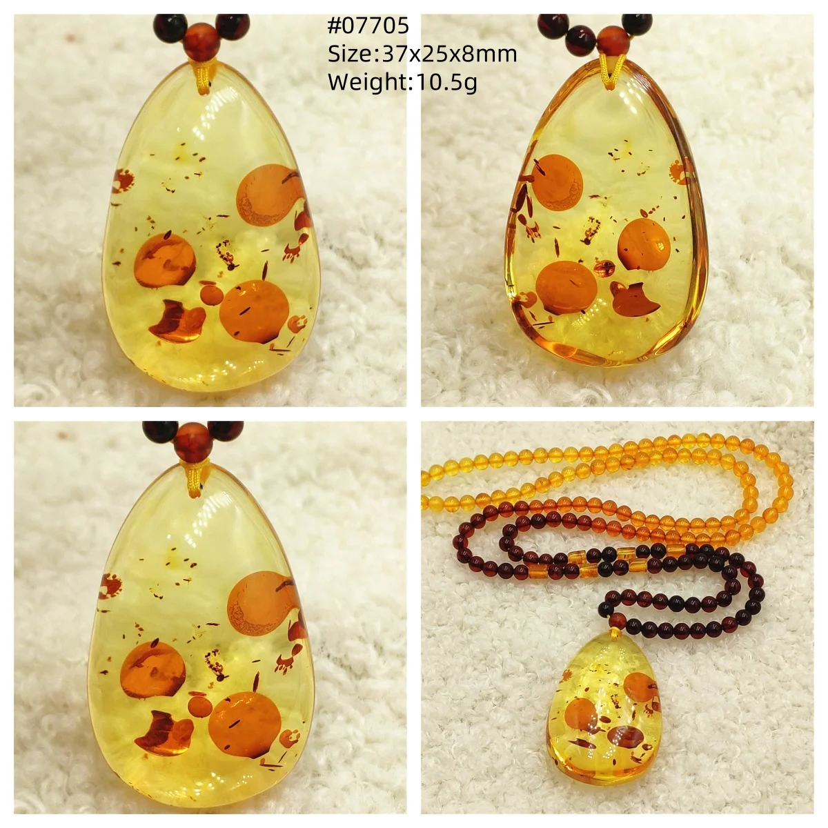 Natural Piebald Amber Pendant Top Quality Yellow Amber 37x25x8mm Healing Women Men Pendant Necklace Jewelry AAAAA