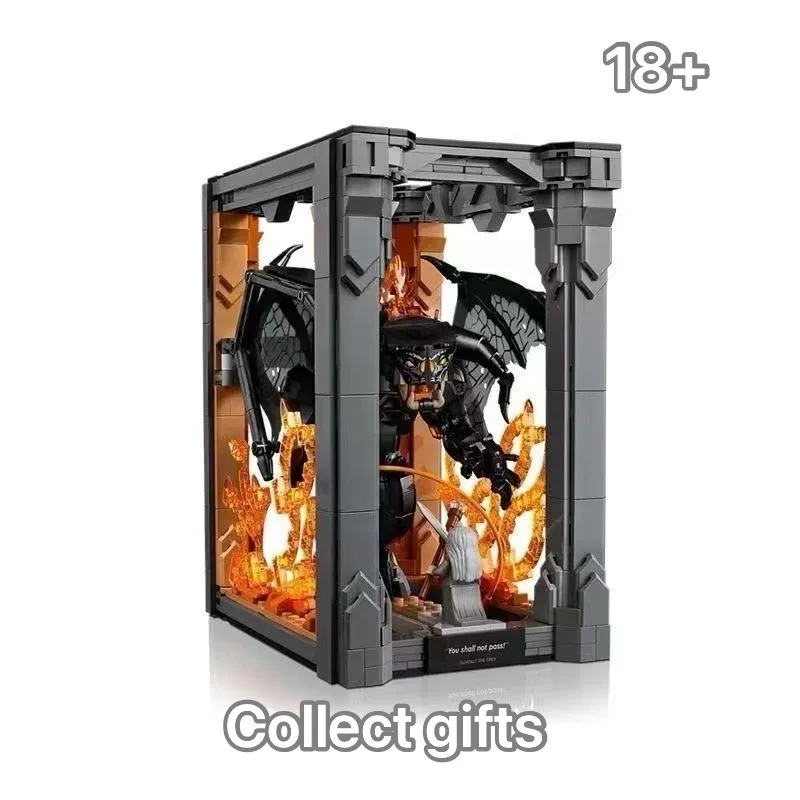 10367 Balrog Bookend | Bloques de Construcción para Estantería en Forma de Esquina de El Señor de los Anillos | Regalo para Fiestas de Cumpleaños y Halloween