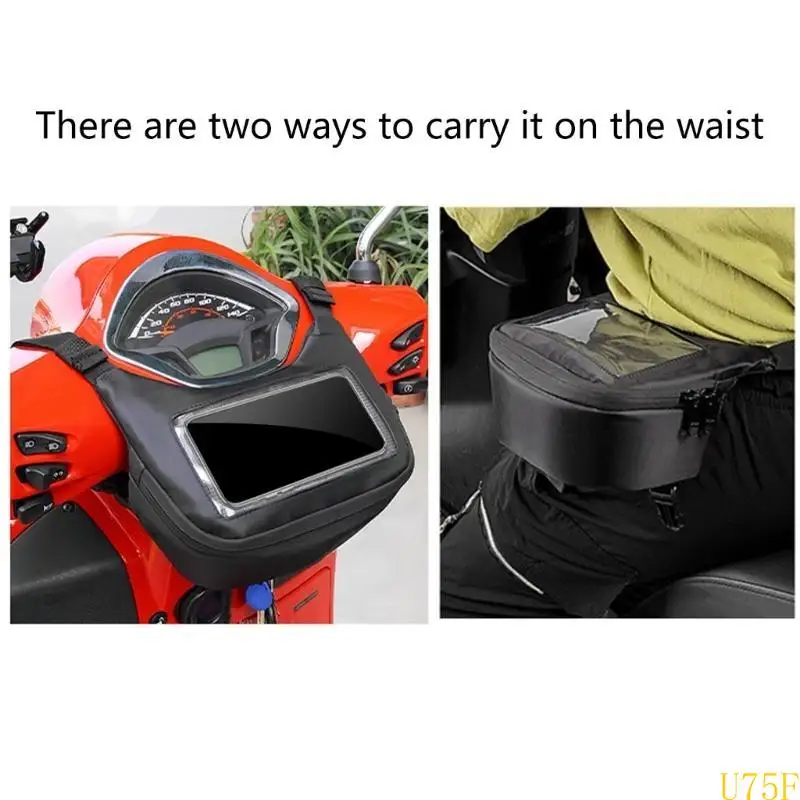 

U75F Motorcycle Scooter Handlebar Tunnel Front Storage Bag Phone Navigation Pocket Suitable for Outdoor Activities