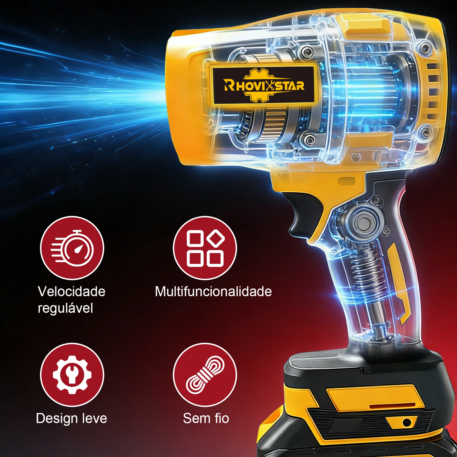 Rhovistar Soplador De Ar Potente Elétrico Sem Fio, 2 Baterias 4.0Ah, Multiuso Para Folhas, Pó, Neve E Limpeza Industrial