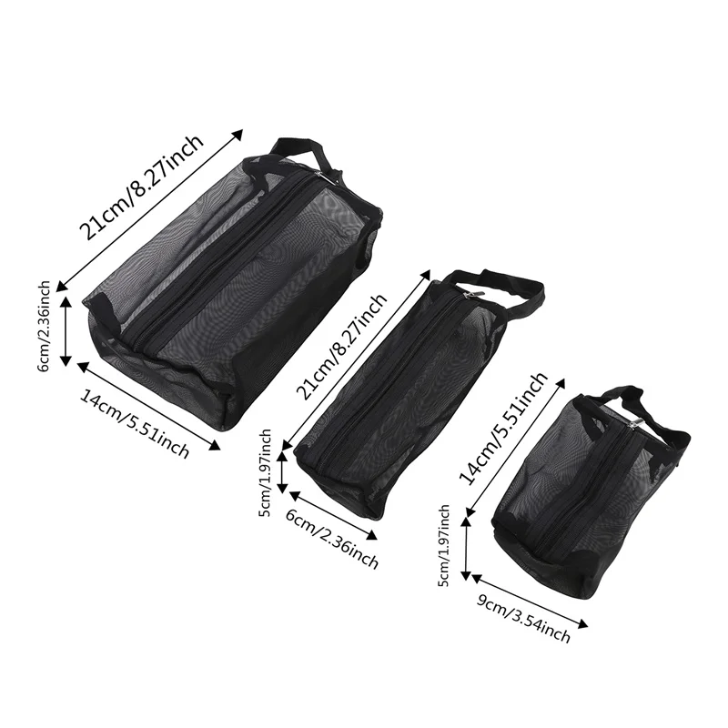 New Mesh Transparent Cosmetic Bags Small Large Clear Black Makeup Bag Portable Travel Toiletry Organizer Lipstick Storage Pouch