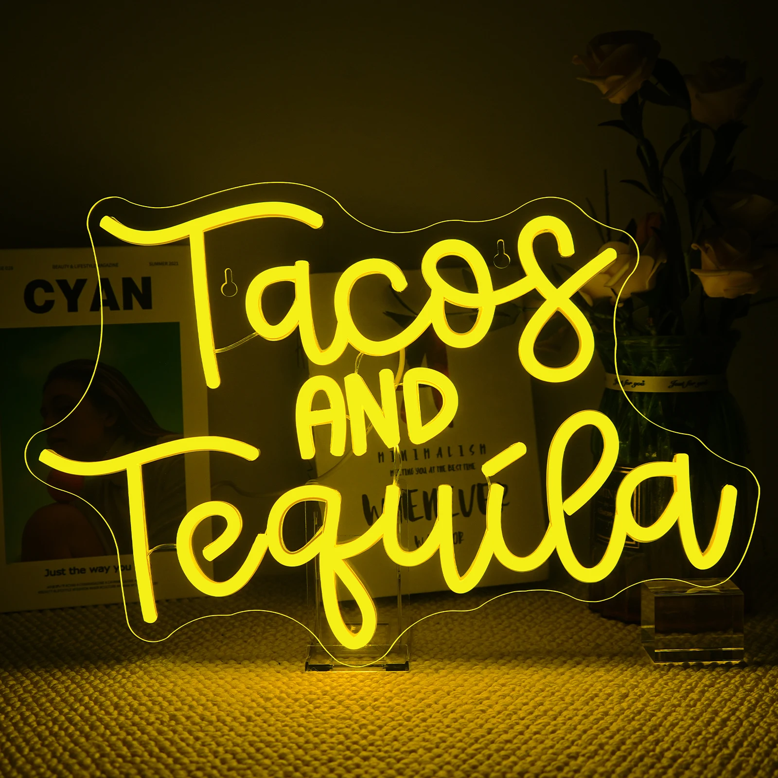 

Tacos And Tequila Neon Signs Custom For Wall Decor 5/12V USB With Dimmable Switch For Fast Food Shop Bar Kitchen Restaurant