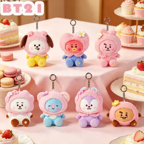 bt21 Cherry Blossom Series Fur-Personalized Doll Hangers Cartoon Dolls Baby Dolls Cute Bags Hanging Decorations Birthday Gifts