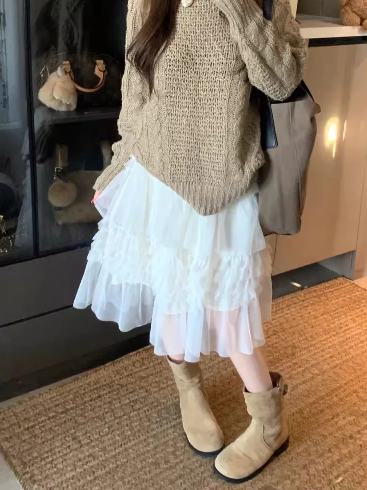 

Ele High Waist Me f Skirt Women's Spring 2026 New Sle Slimming Small Size Versatile Cake Skirt Korean Sle Ciwalk