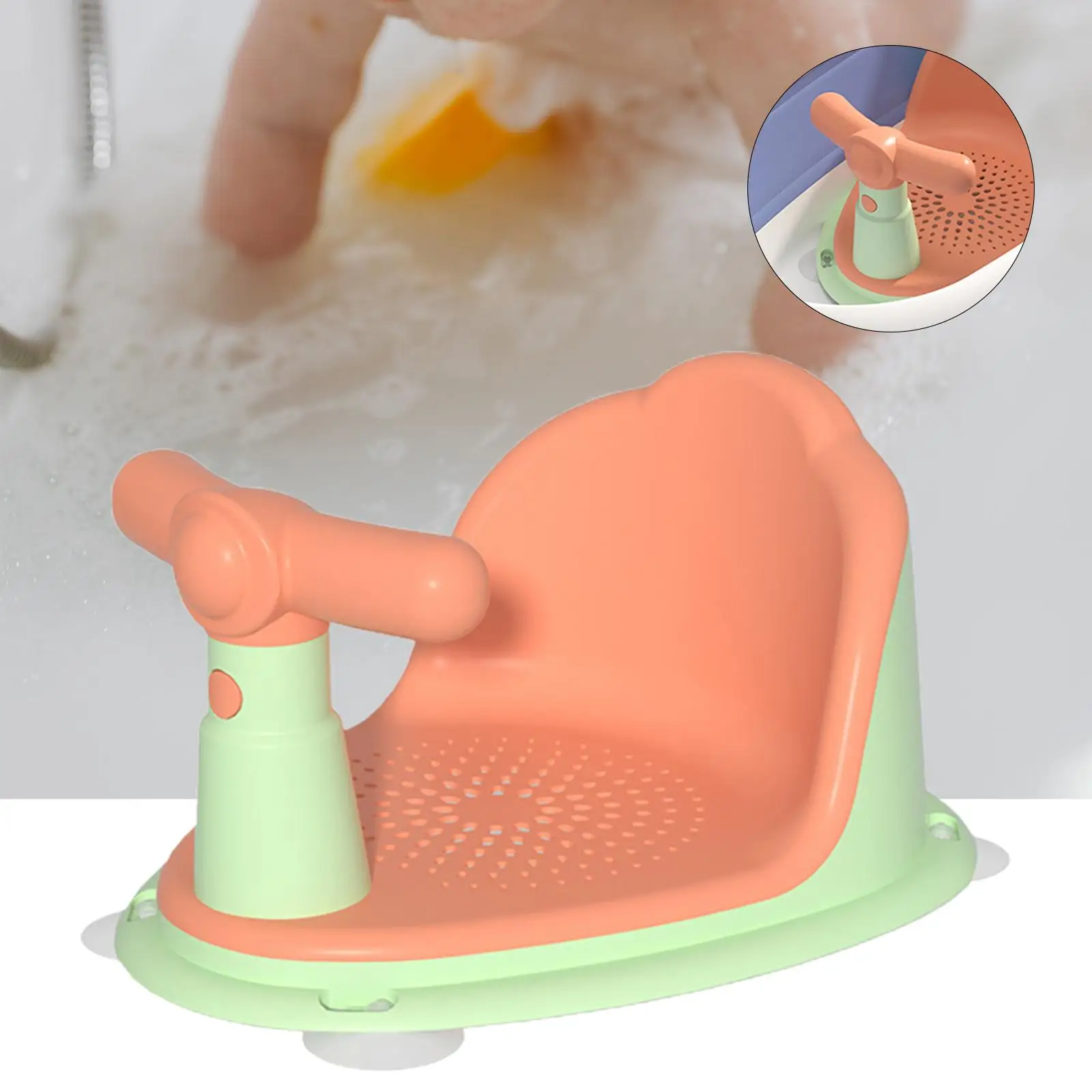 Sit Up Baby Bath Chair Non Slip Suction Cups Ergonomic Backrest Support Mat Infant Shower Stool with Drainage Mesh for Toddler