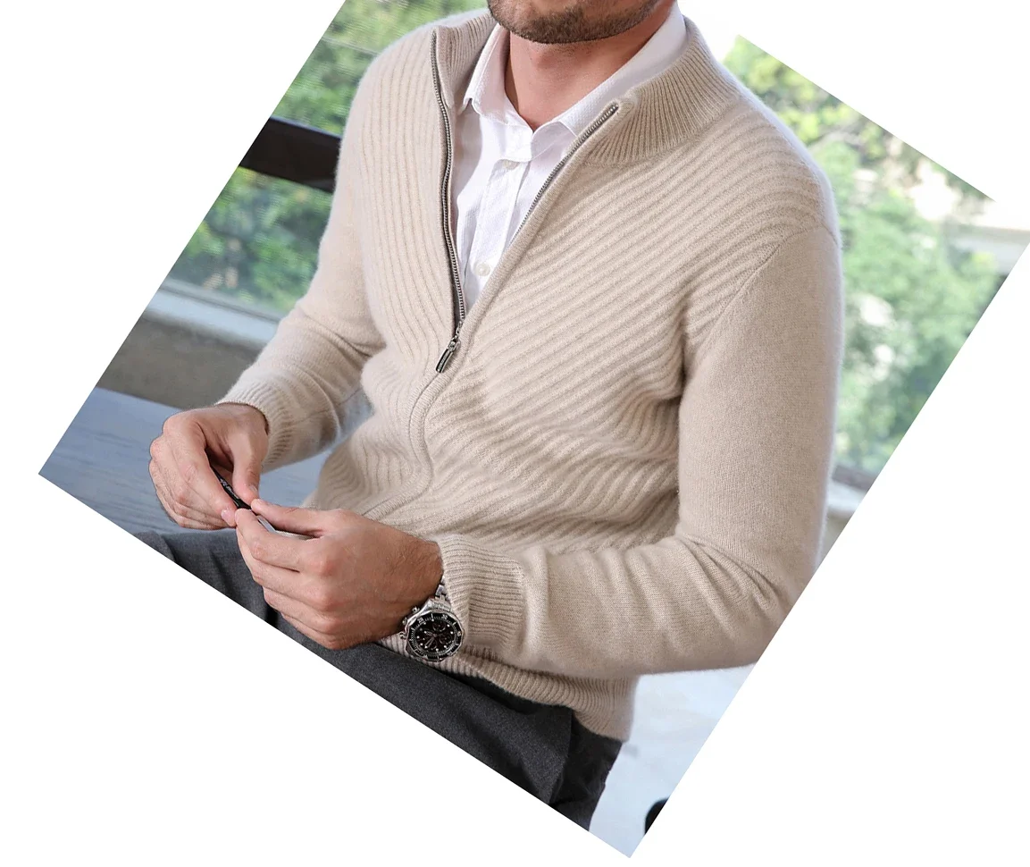 Wholesale Mens Pure Cashmere coat Men's Cropped Cardigan Sweater Jackets Coats