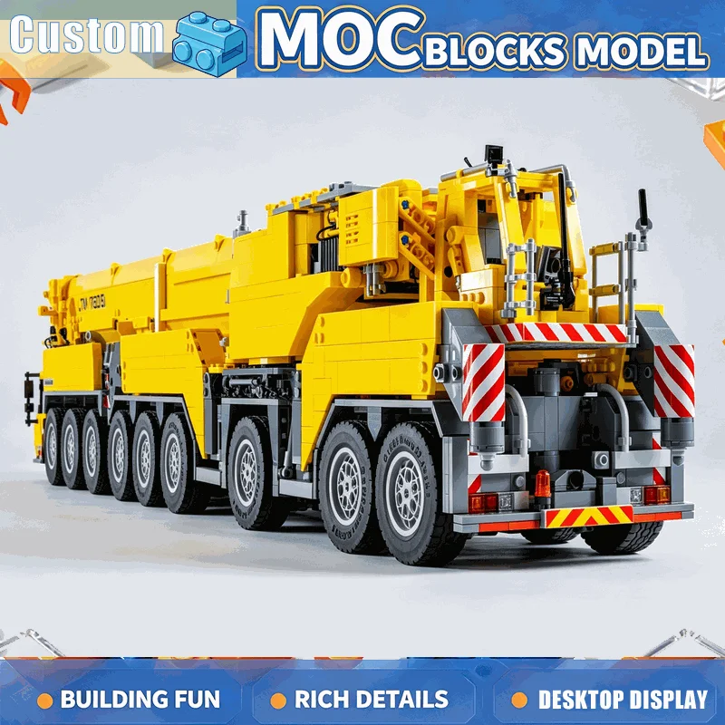 9081PCS MOC Technical Heavy Duty Telescopic Mobile Crane Truck Building Blocks DIY Assembly Educational Creative Collection Gift
