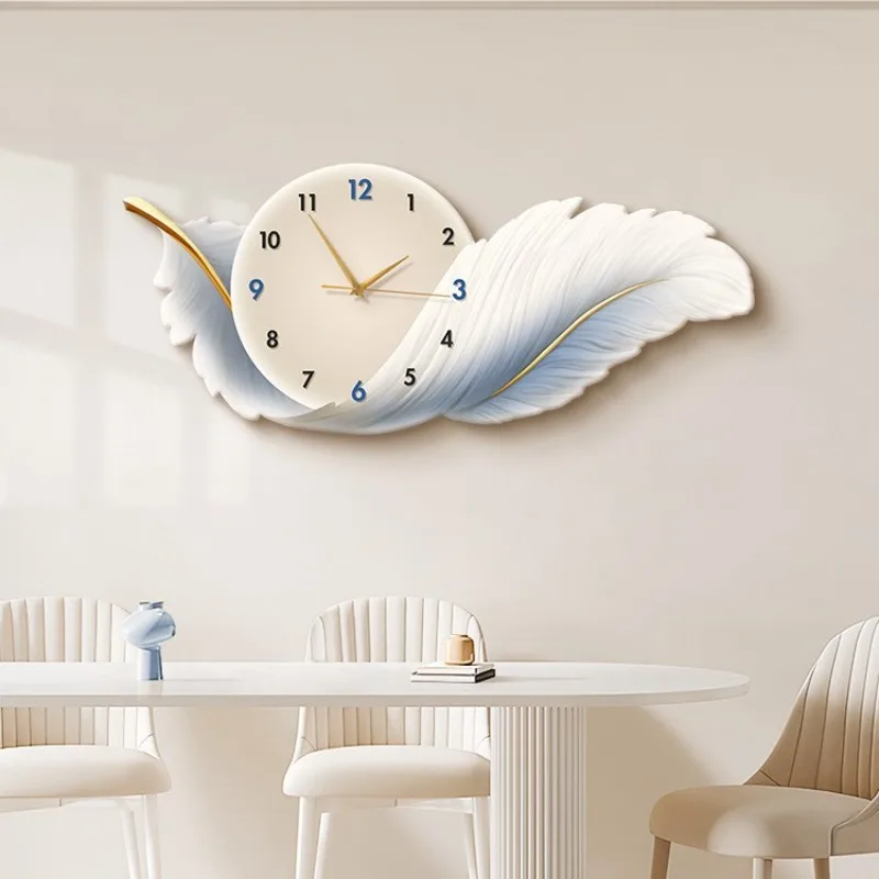 

Digital Wall Clock New Luxury Feather Wall Clock Silent Quartz Movement Large Modern Living Room Home Decor Bedroom Kitchen
