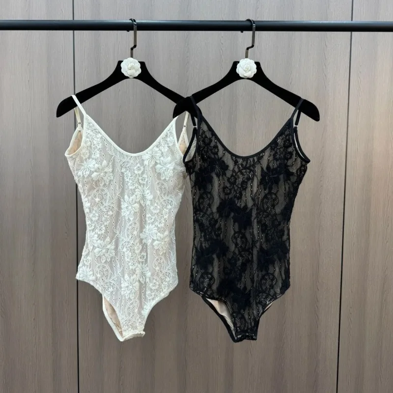 

2026 New Arrival Women's Y2K Bodysuit Style Backless Lace Camisole Spring Summer Slim Fit White Tank Top for Outerwear