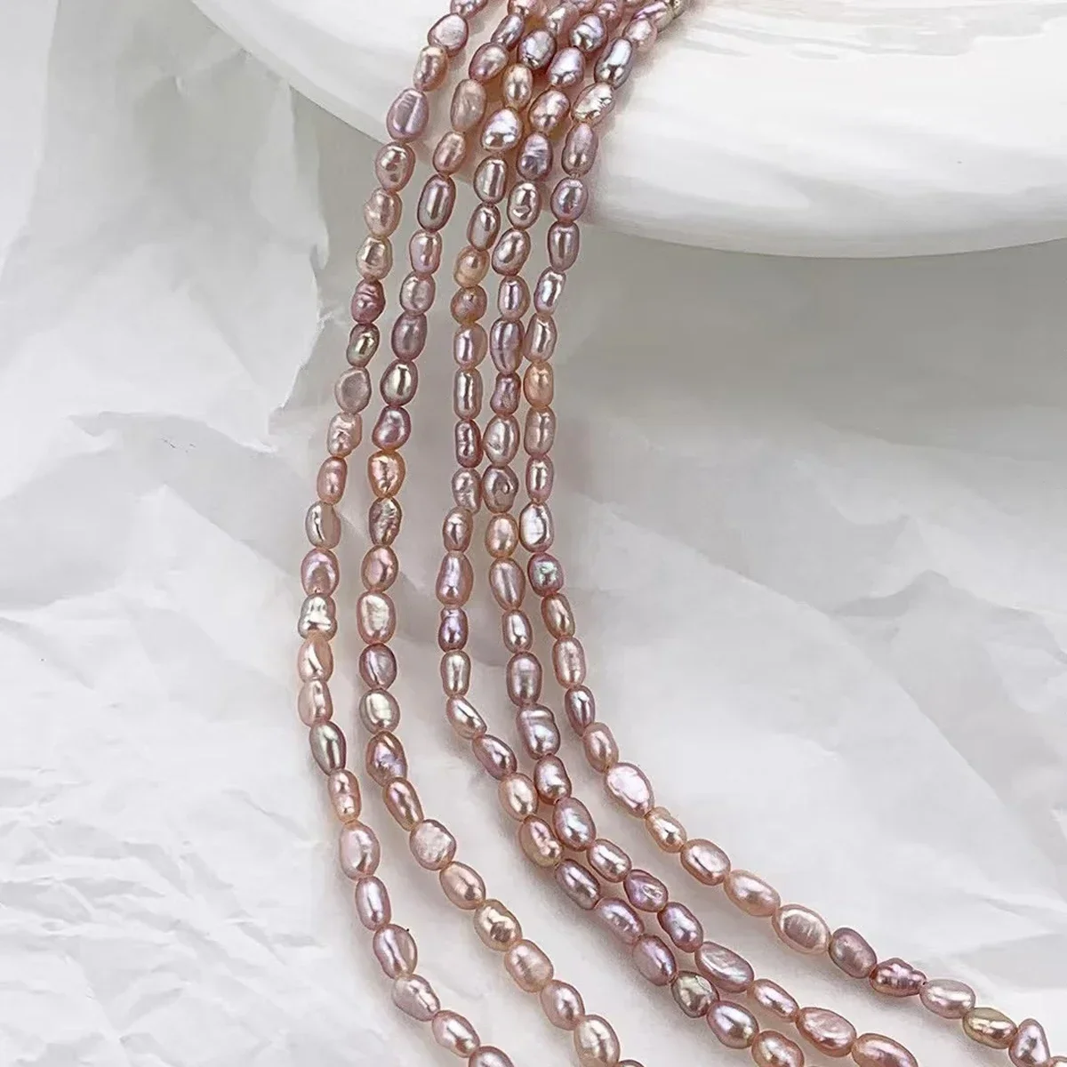 4A Two-Tone Purple White Rice Freshwater Pearls 3.5-4.5mm Unique Shaped Loose Beads for Handmade Jewelry