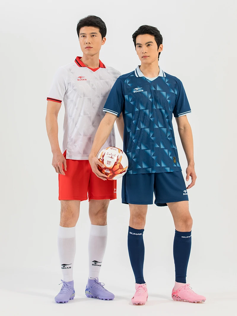 SUNAIS Customized Men Football Clothing Set, Quick Dry Short Sleeve Soccer Training Jersey Shorts Kit, Adult Match Team Uniform