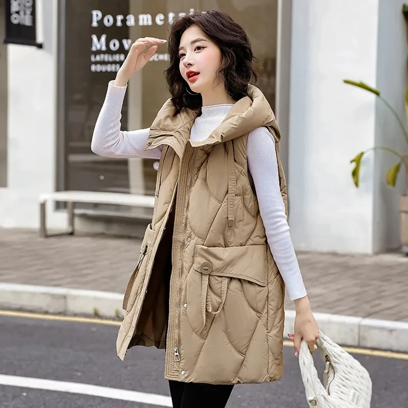 Autumn Winter Loose Elegant Lady Outerwear Temperament Versatile Ladies Waistcoat Jacket Women's Down Cotton Vest Coat
