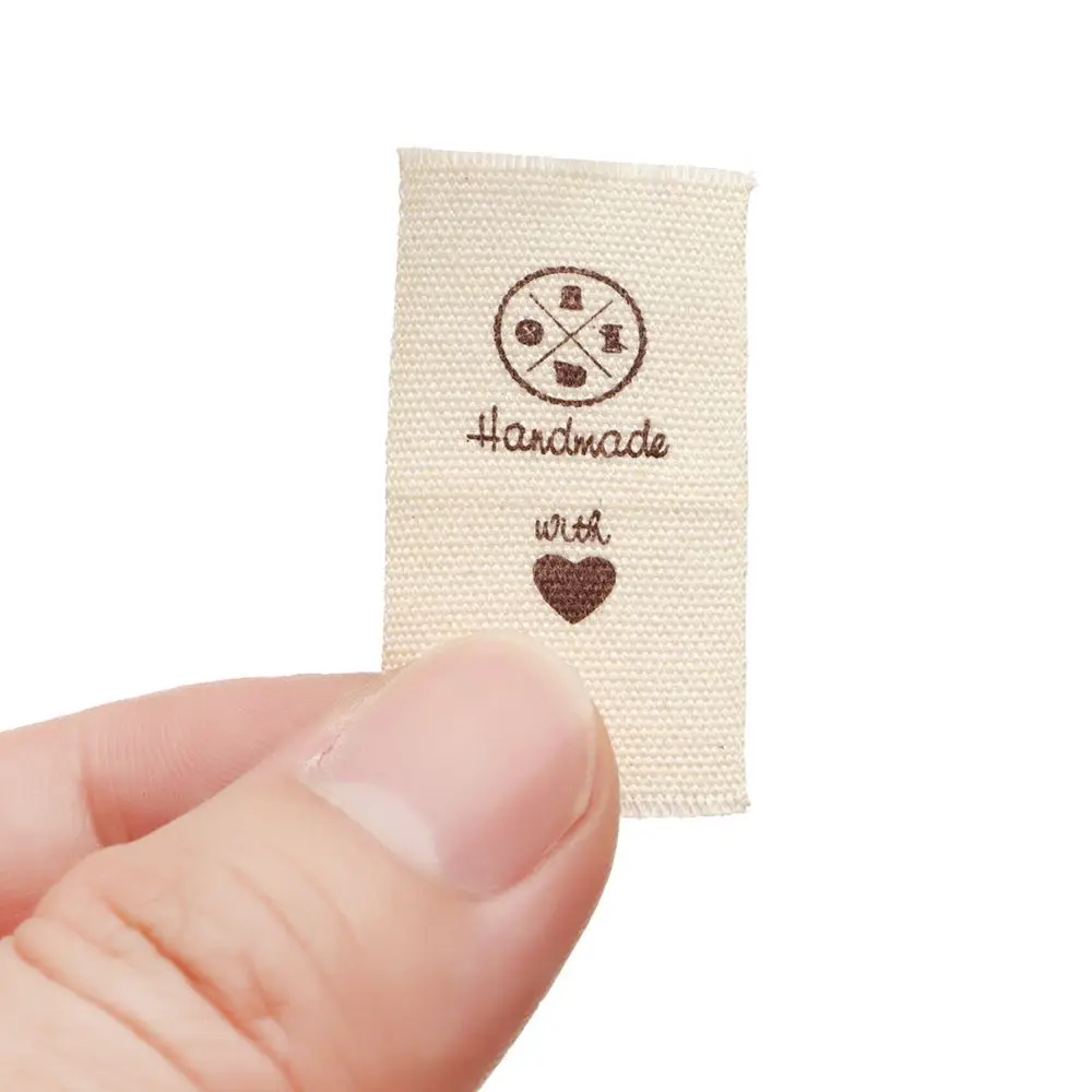 50PCS Heart Shape Woven Knitted Supplies Sheep Scissors Clothing Tags Cloth Garment Labels Sewing Accessories Handmade With Love