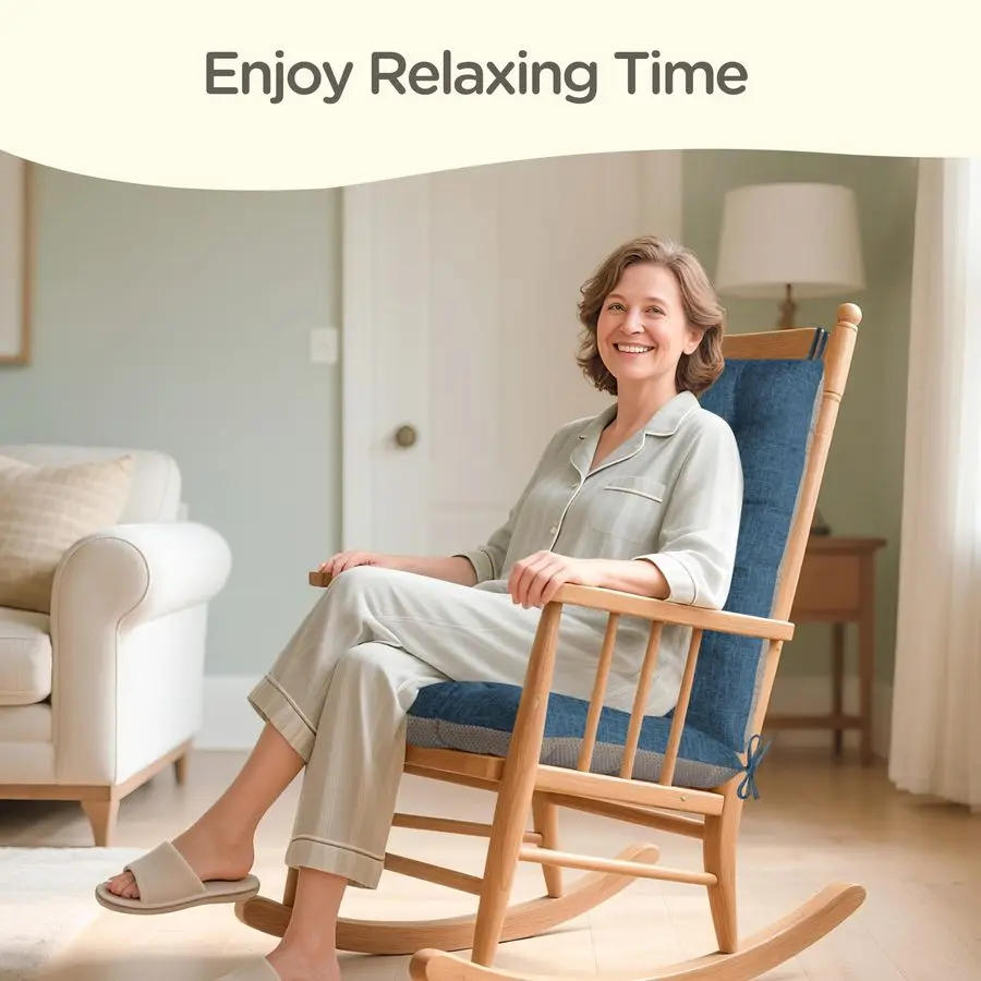 Chair Cushion Indoor Extra Large Rocking Chair Pads High Back Non Slip Textured Seat and Back Cushion Set with Ties for Wooden R