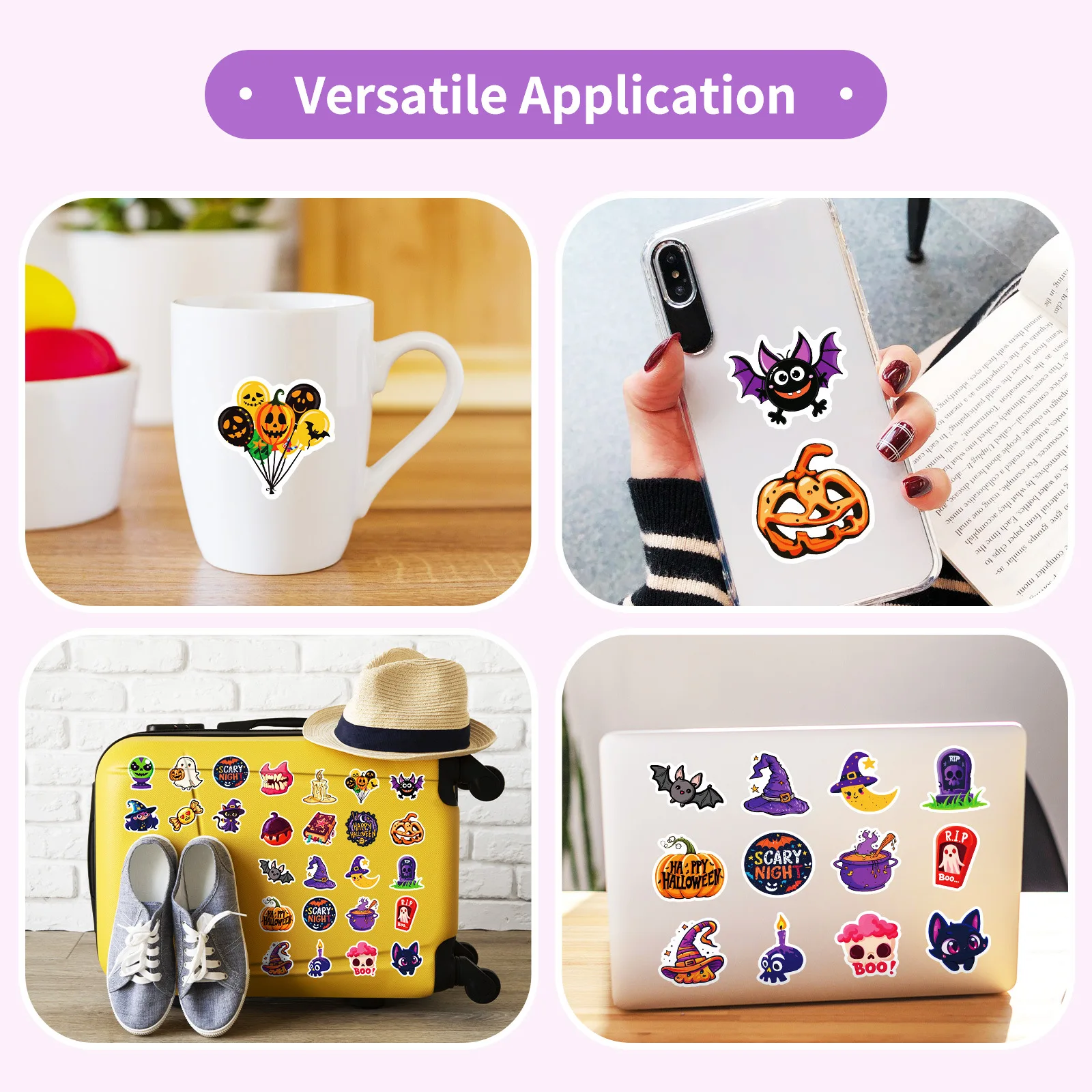 50pcs ฮาโลวีน Eye สีเขียว Ghost Hand Graffiti สติกเกอร์เทศกาลตลก HD กันน้ํา Self-กาวสติกเกอร์