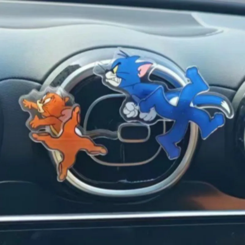 Cartoon New Rotating Cat And Mouse Car Air Conditioner Air Outlet Interior Decoration Accessories Ornaments Toys for Kids