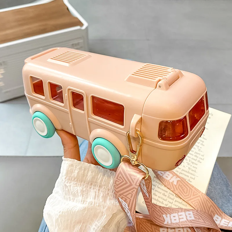 Baby Bus Children's Car Straw Water Cup Summer Girls And Boys' Kindergarten School Special Anti Drop Water Bottle