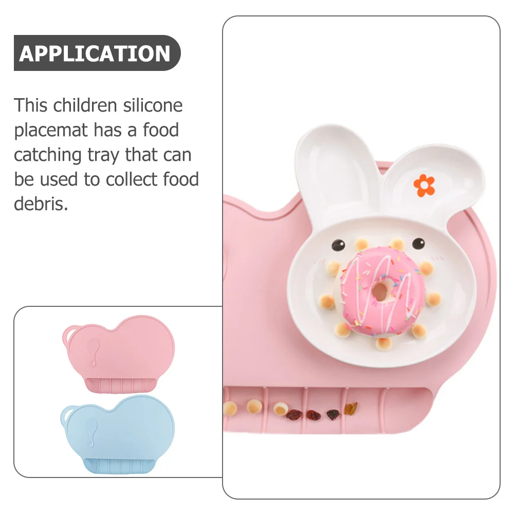 

2Pcs Toddler Silicone Placemat Non-Slip Heat Resistant Food Catching Suction Design Foldable Table Mat Travel Nursery