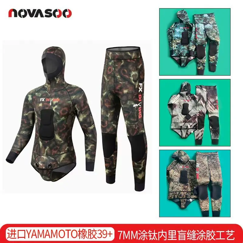 3mm Titanium Coated Camo Spearfishing Suit Smooth Skin Split Wetsuit Freediving Anti Jellyfish Outfit