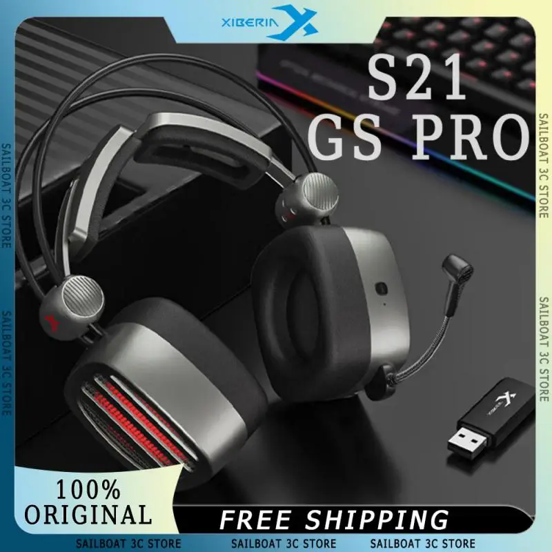 Xiberia S21GS PRO Wireless Headphones With Mic 3-Mode 2.4G Buletooth 5.3 Wired Long Range Low Latency Custom E-sports Headphones