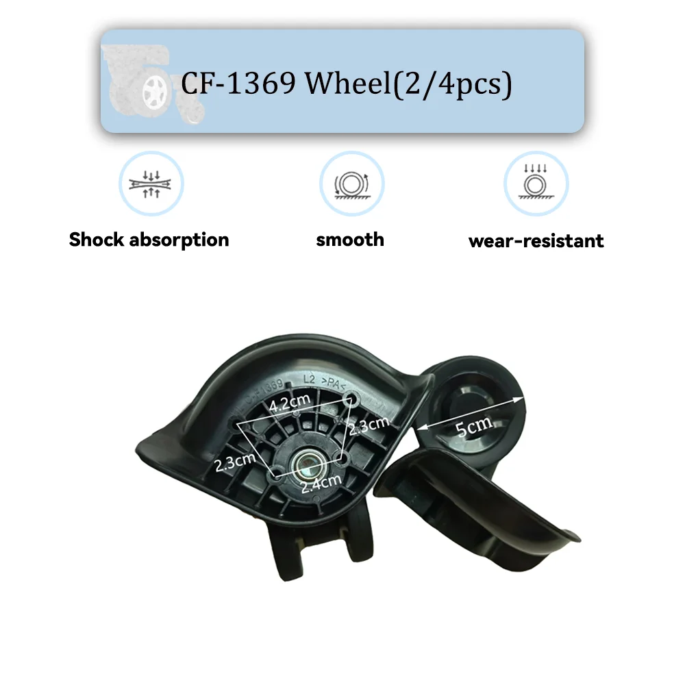 CF-1369 Universal Wheel Black Replacement Suitcase Silent Smooth Convenient Shock Absorbing Durable Rotating Accessories Wheels