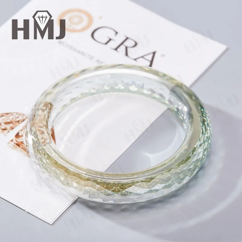 

Full Moissanite Bangle Light Green Color Moissanites Fine Fashion Elegant Jewelry For Woman Anniversary Party Charms Gift