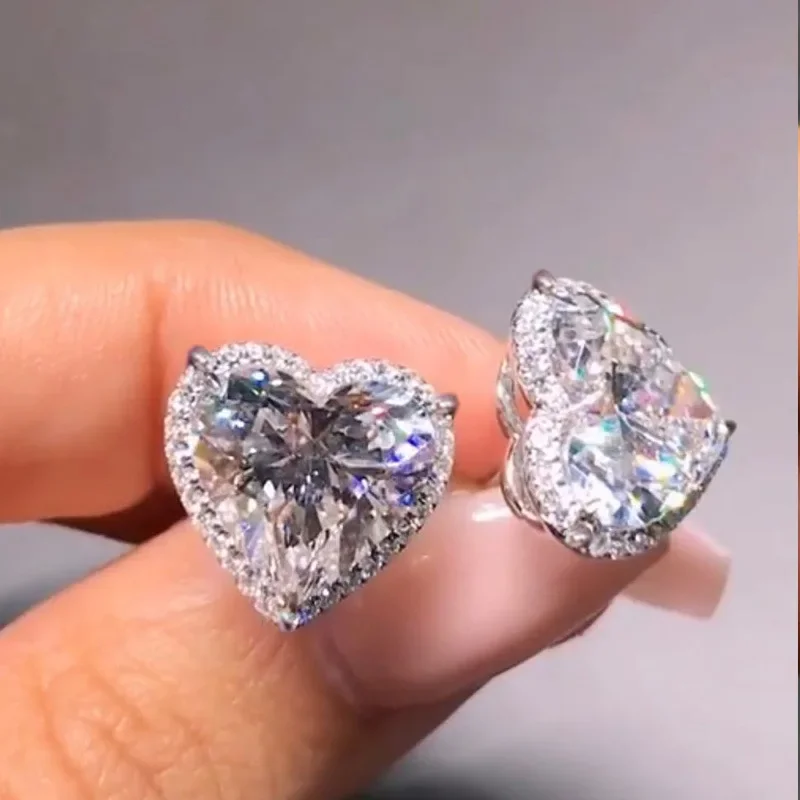 New Arrival Fashion 925 Sterling Silver Love Heart CZ Stud Earing for Women Valentine's Day Gift Jewelry Wholesale