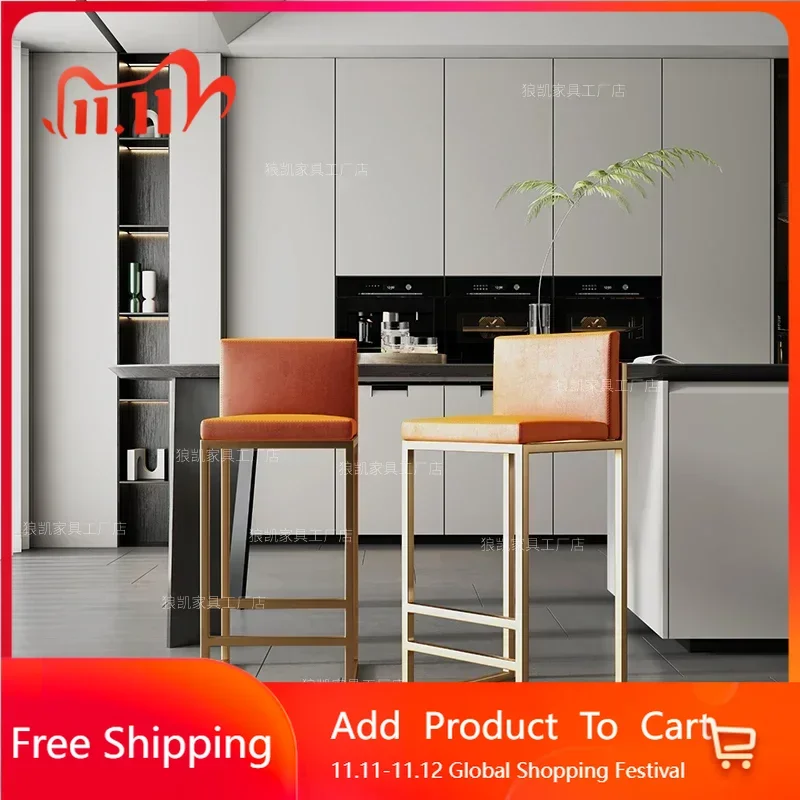 

Vintage Leg Backrest Bar Stools American Minimalist Reception Comfortable Chairs Light Medicine Bancos De Bar Patio Furniture