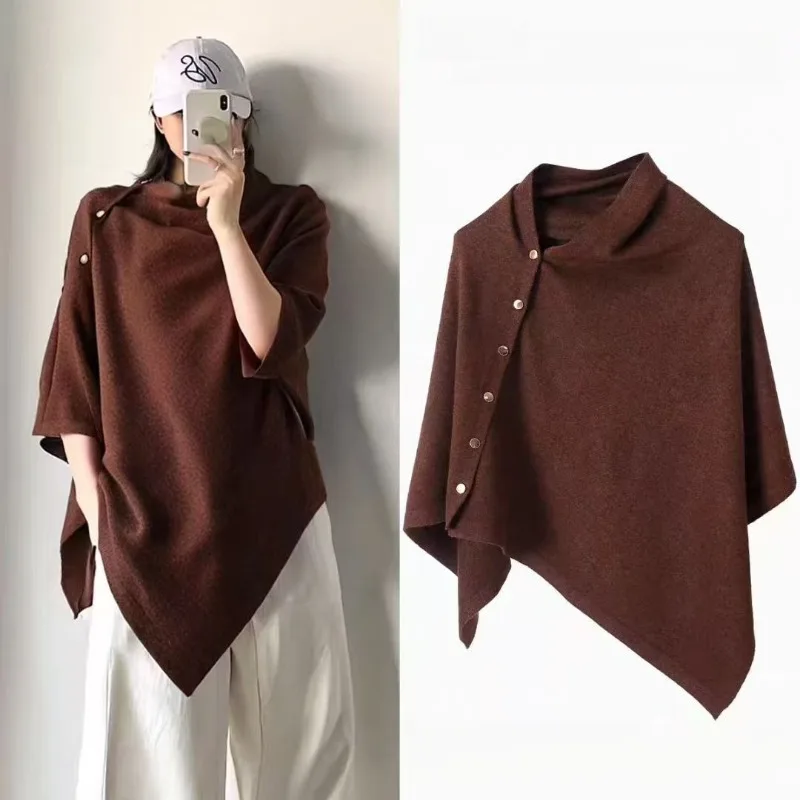 

1 шт., женская шаль, осенне-весенняя модная универсальная косая пряжка, свободный плащ, верхняя одежда, декоративный шарф, накидка