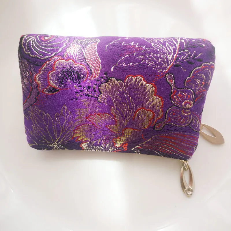 Vintage Purple Weaving Brocade Coin Wallet With Chinese Knot Design Double Layer Purses Small Bag Cardholder Have Money Use