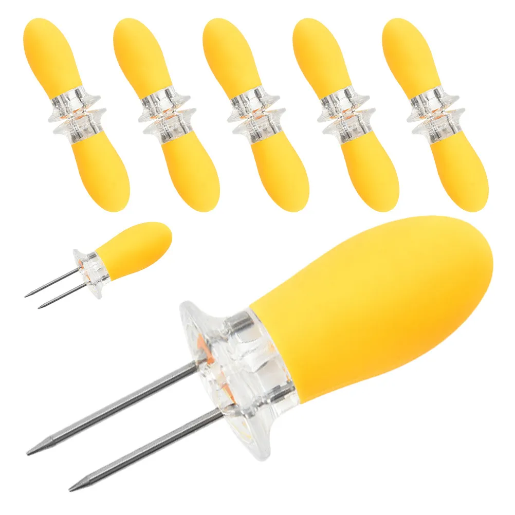 12Pcs Reusable Corn Skewers Stainless Steel Corn Cob Holders Compact Design Secure Grip for Bbq Parties Camping Home Kitchen Use