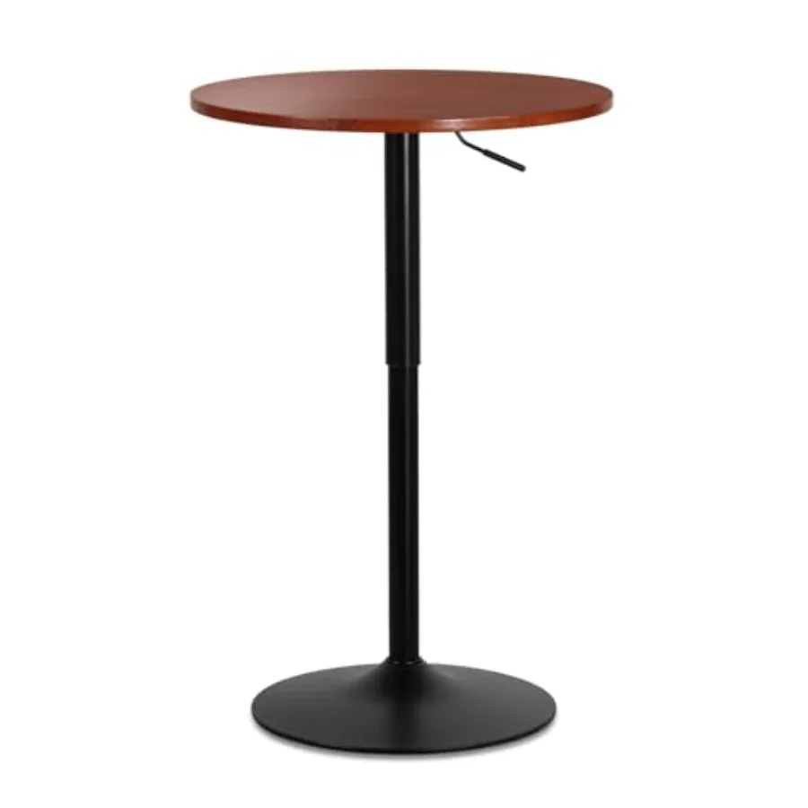 

Round Bar Table with Swivel Top and Height Adjustable for Home Outdoor Party Event Red Metal Silver Base