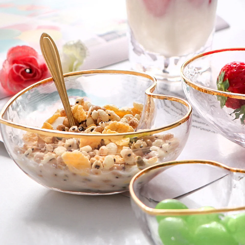

2Pcs Heart Shaped Glass Dessert Bowls Perfect Food Serving Containers for Parties Family Gatherings Restaurants Elegant