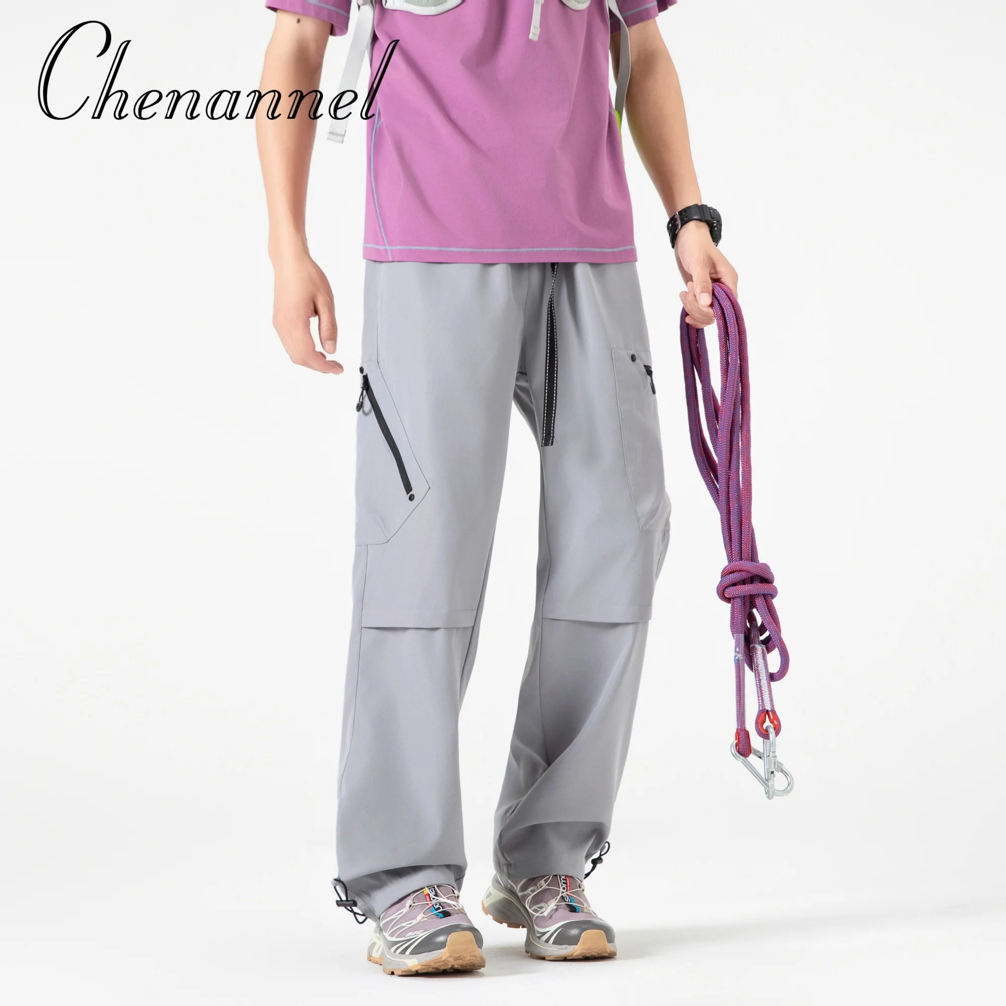 

Американские спортивные брюки-карго с несколькими карманами и изогнутым ножом для мужчин, свободные повседневные брюки прямого дизайна с широкими штанинами