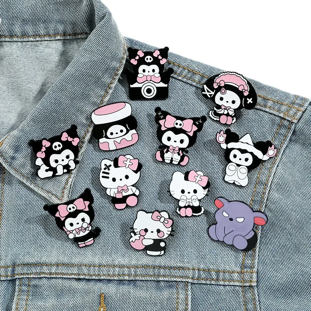 MINISO Anime Enamel Pin Kuromi Badge Metal Brooch Kawaii Jewelry Jeans Jacket Cute Lapel Pin Decoration Accessories Kids Gifts