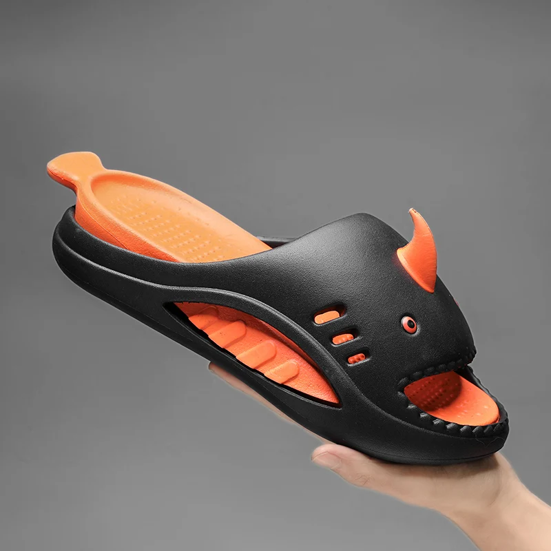 

Hot Sale Black Shark Slippers Man Fashion Slides Summer Funny Slippers Woman Soft Platform Cloud Slippers Men chanclas de hombre