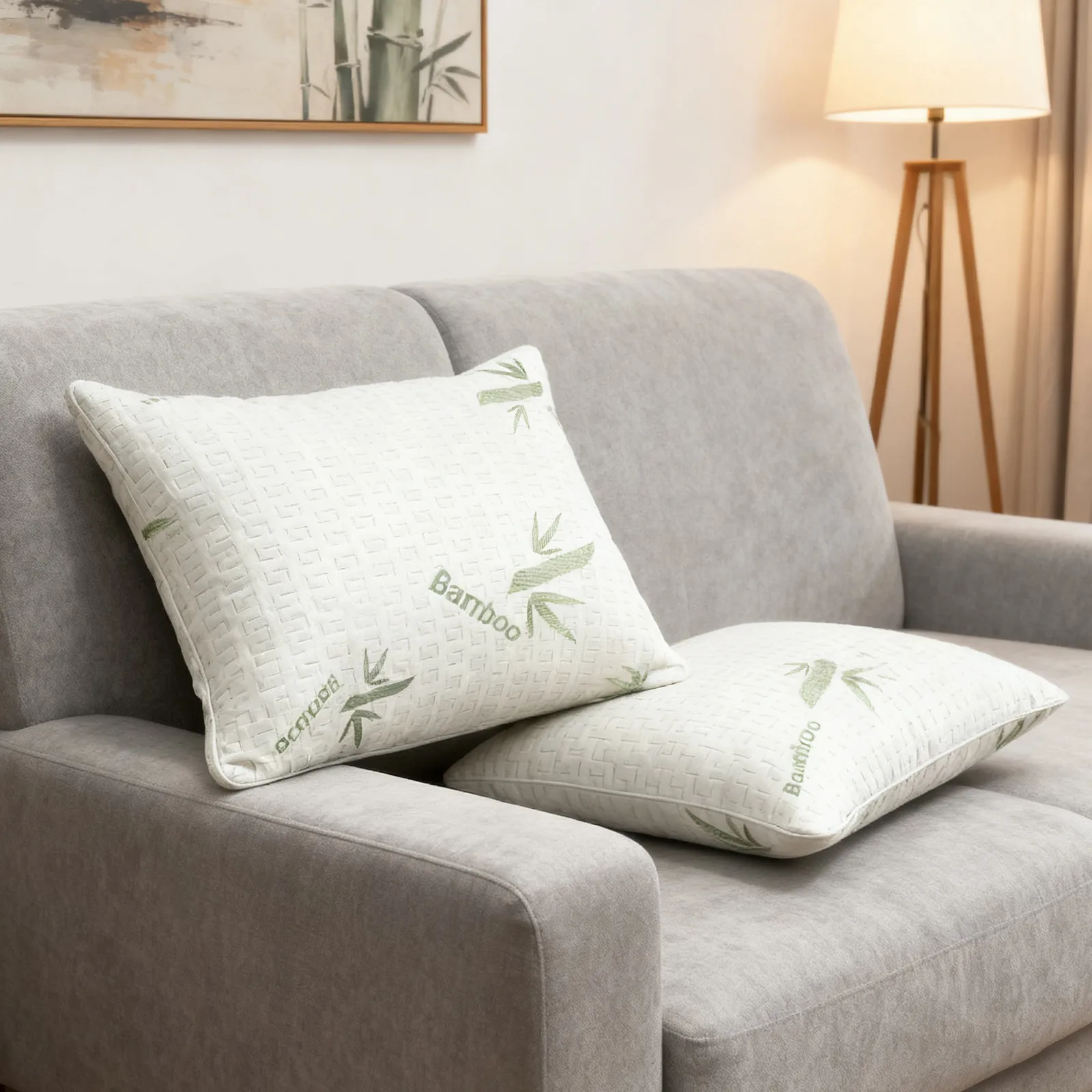 2x Memory Foam Bamboo Bed Pillow Orthopaedic Neck Back Support Hypoallergenic