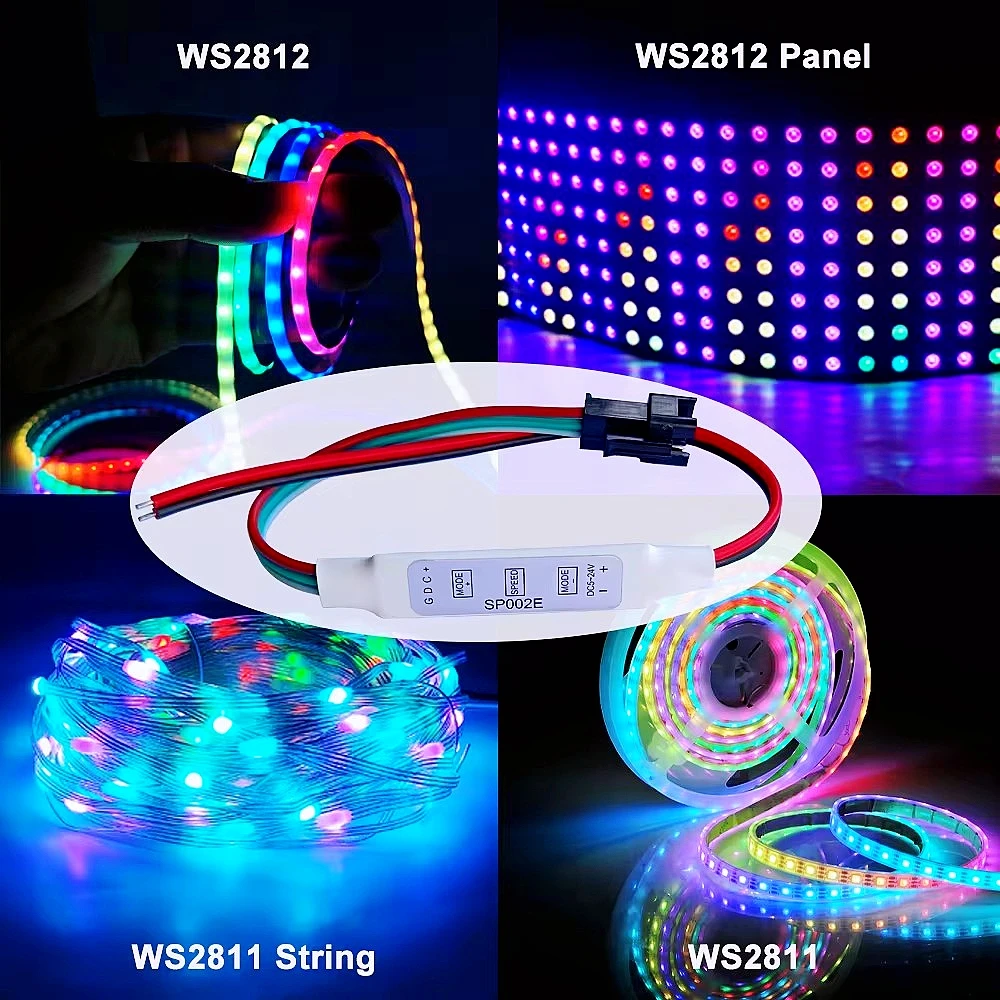 SP002E controller mini DC5-24V for 3-pin addressable LED RGB WS2811 WS2812B SK6812 RGBIC LED strip 2048 pixels