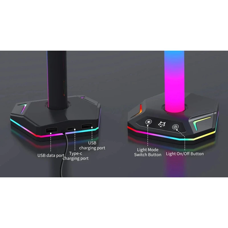 Gaming RGB Headphone Stand For Playstation5 Controller Holder Earphone Hanger For Desktop Gamer  PS4 PS5 Gamepad