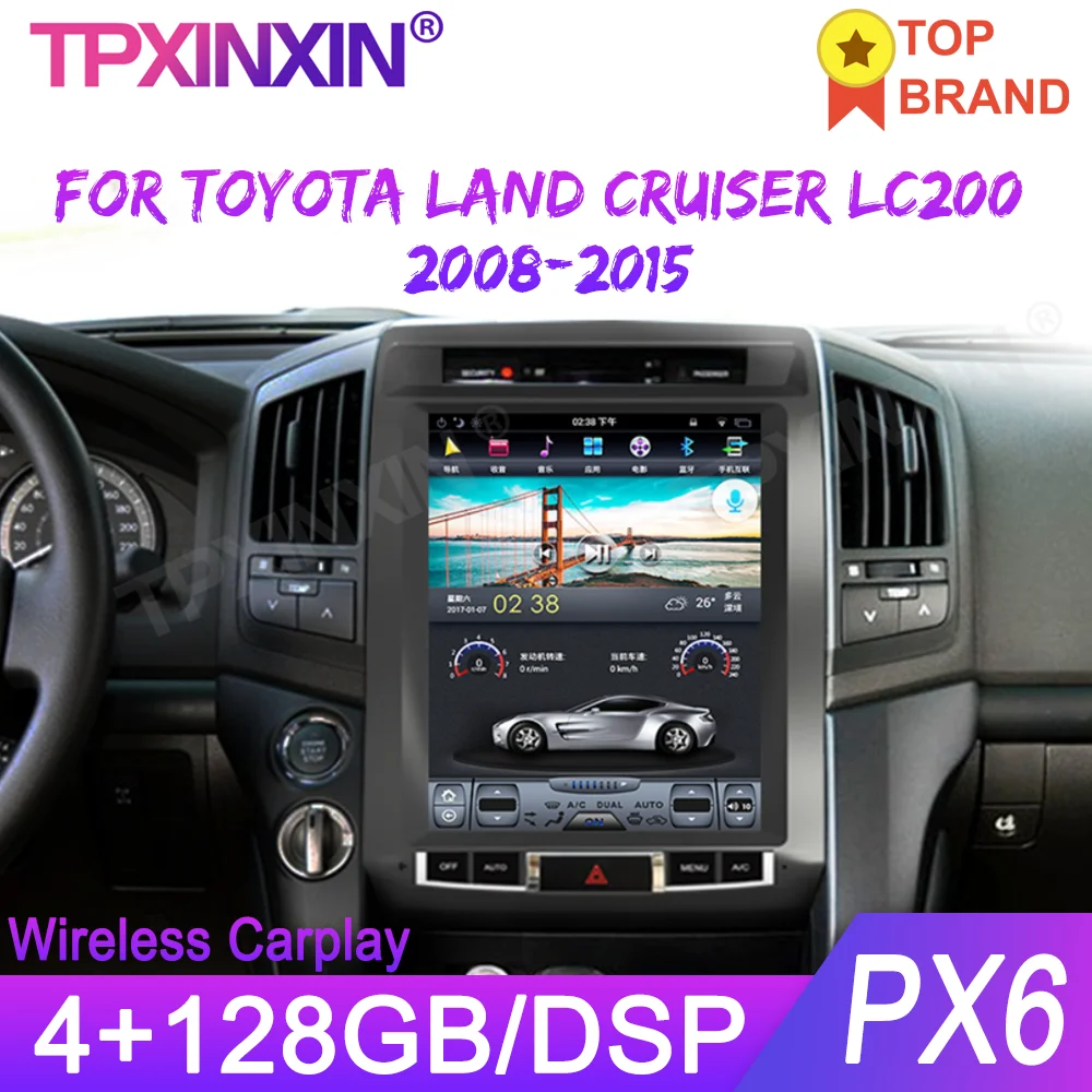 

Wireless Carplay Tesla Style Android12 Car GPS Navigation For For TOYOTA LAND CRUISER LC200 2008-2015 Headunit Multimedia Player