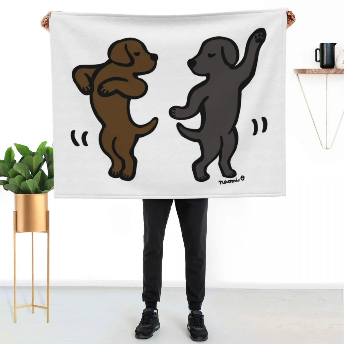 Dance Black Labrador and Chocolate Labrador Throw Blanket Beach for sofa Sleeping Bag for babies Soft Big Plaid Blankets